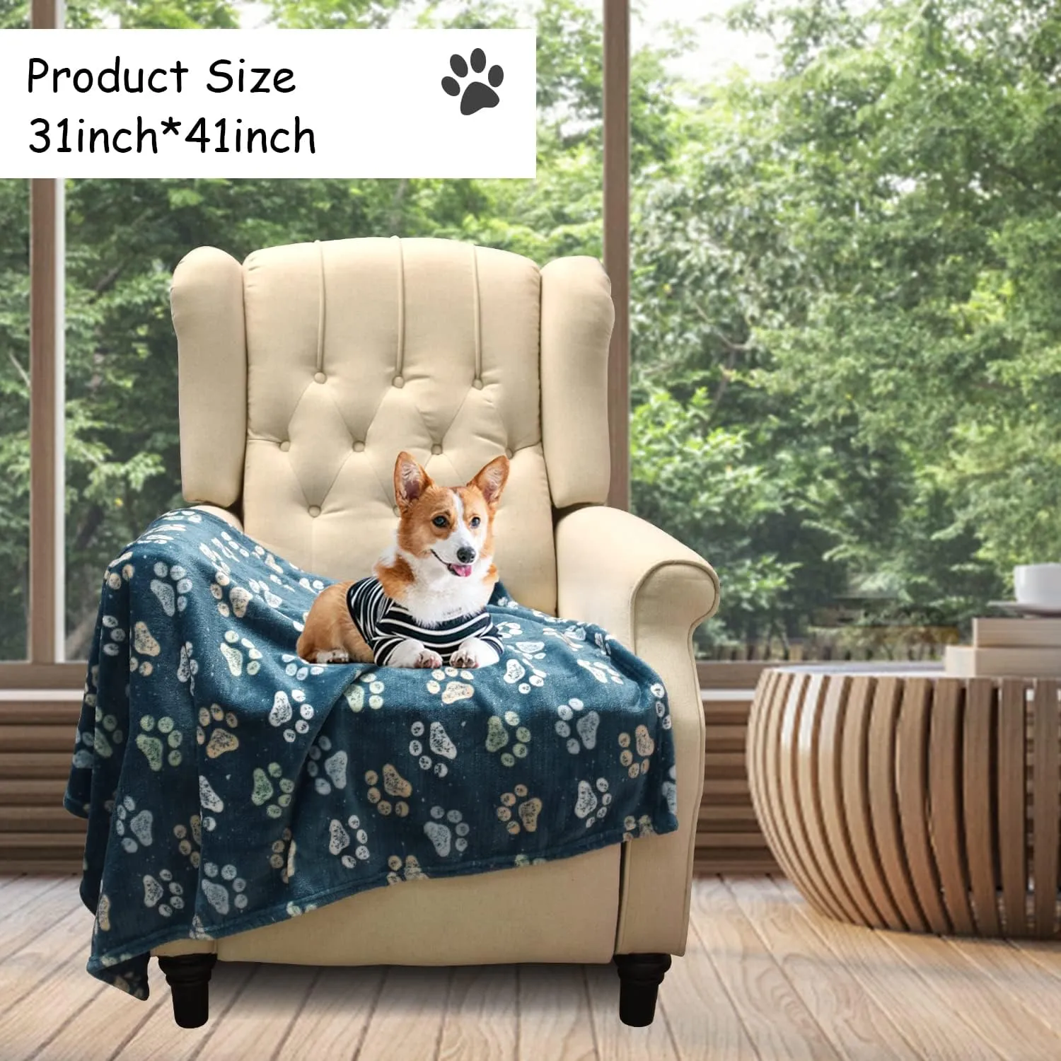 1 Pack 3 Dog Blankets, Super Soft Fluffy Premium Fleece Pet Blanket Flannel Throw for Large, Medium Dogs & Puppies, Blue & Gray, 131x41 inch