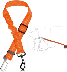 1 Pcs Dog Car Seat Belt, Adjustable Pet Car Seatbelt, Comfortable Padded Handle and Reflective Thread for Car Dog Seatbelt Car Restraint Pet Accessories for Dogs(Orange)