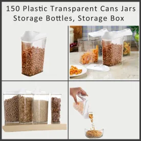 150 Plastic Transparent Cans Jars, Storage Bottles, Storage Box (1700 ml, 1 pc)