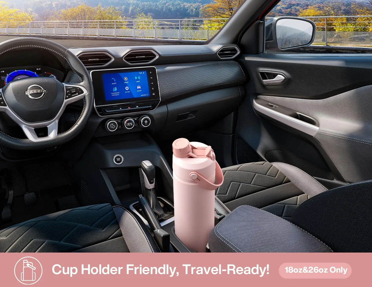 18 oz Insulated Water Bottle with 2-in-1 Straw and Spout Lid, Keep Cold 24H, Leak-Proof, Fits in Car Cup Holder, Stainless Steel Water Bottle for Sports, Travel, and School (Cotton Candy)