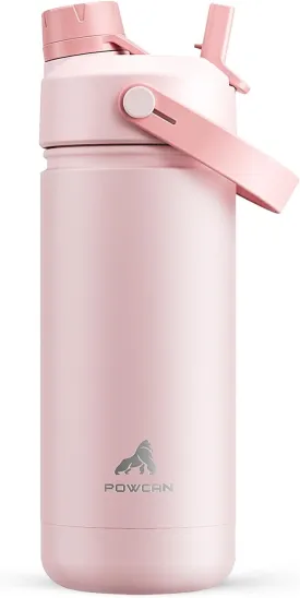 18 oz Insulated Water Bottle with 2-in-1 Straw and Spout Lid, Keep Cold 24H, Leak-Proof, Fits in Car Cup Holder, Stainless Steel Water Bottle for Sports, Travel, and School (Cotton Candy)