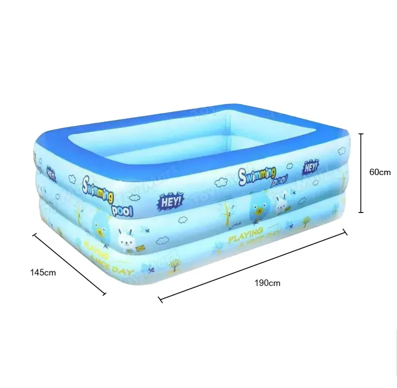 190X145X60Cm 3-Ring Inflatable Rectangular Swiming Pool