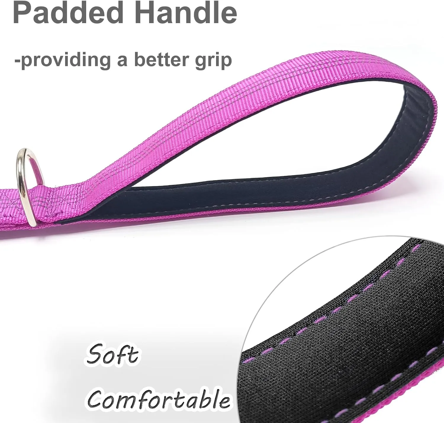2 FT Bungee Dog Leash, Highly Reflective Strong Nylon Traffic Leash, Short Shock Absorbing Lead for Large Medium Dogs Walking Training Controlling