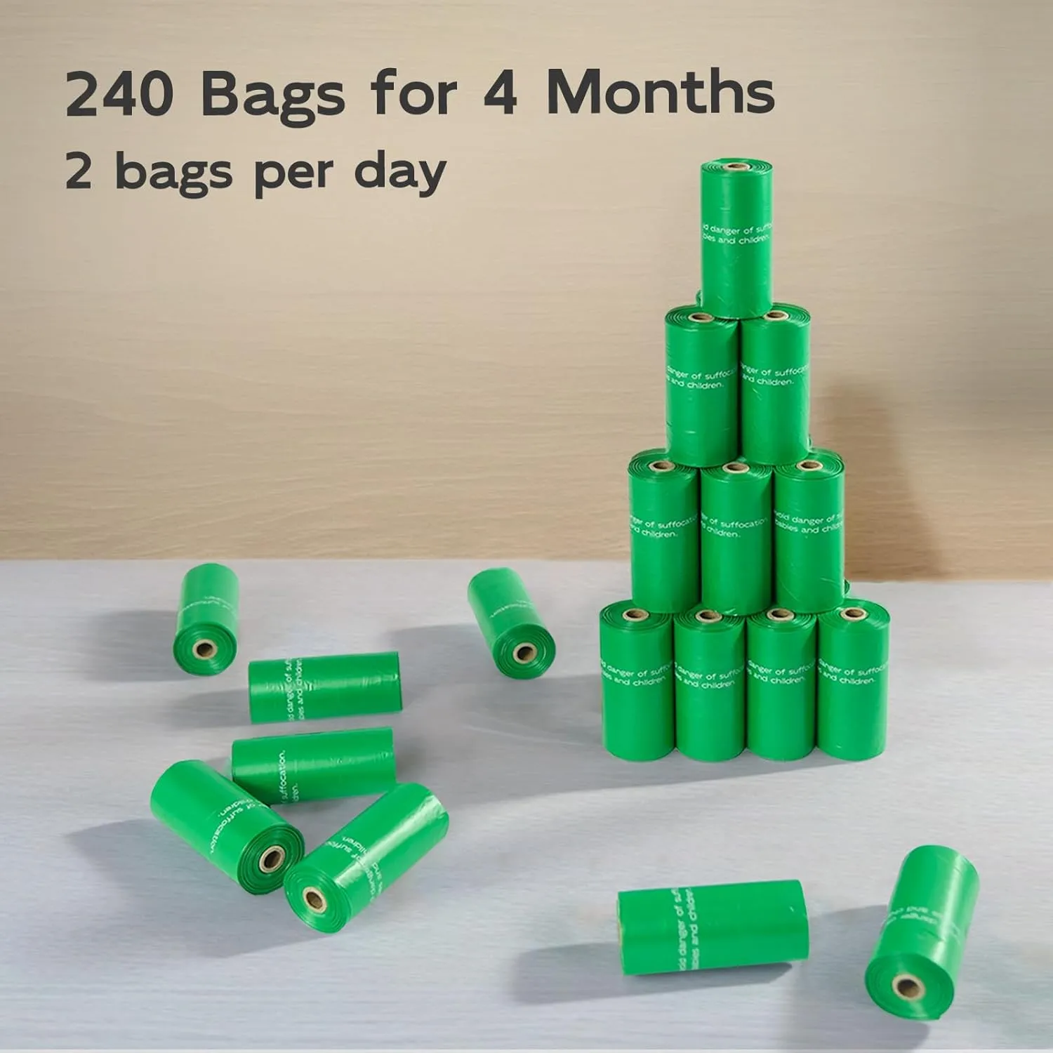 240 Count Dog Poop Bags Rolls, 9" x 13" Dog Bags for Poop, 100% Leak Proof and Strong Sturdy Doggie Poop Bags, Pet Waste Bags, Lavender, Scented