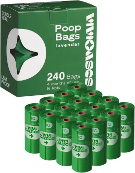 240 Count Dog Poop Bags Rolls, 9" x 13" Dog Bags for Poop, 100% Leak Proof and Strong Sturdy Doggie Poop Bags, Pet Waste Bags, Lavender, Scented