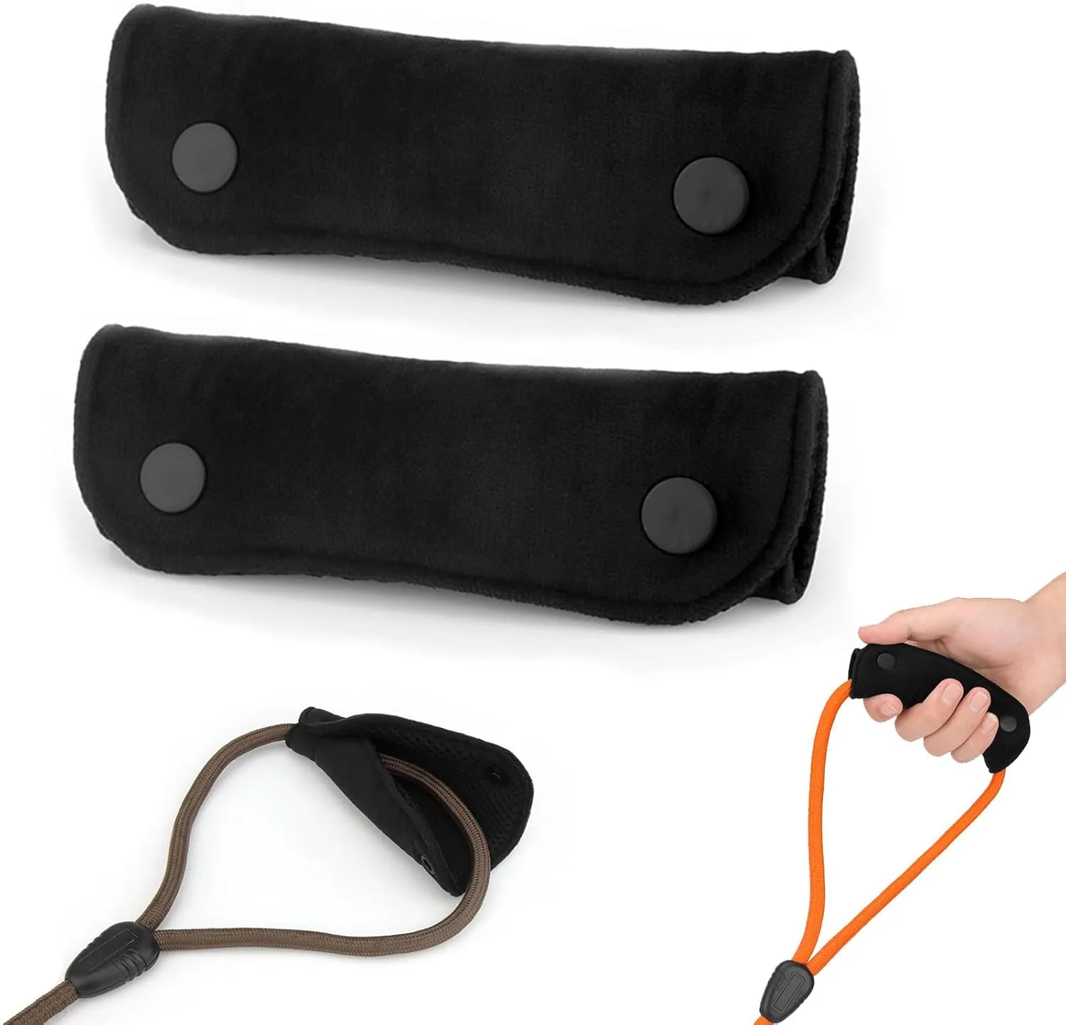2PCS Dog Leash Grip Handle Sleeve - Soft Velvet & Polyester Mesh Ensure Comfortable Grip - Leash Wrap & Protection Pads