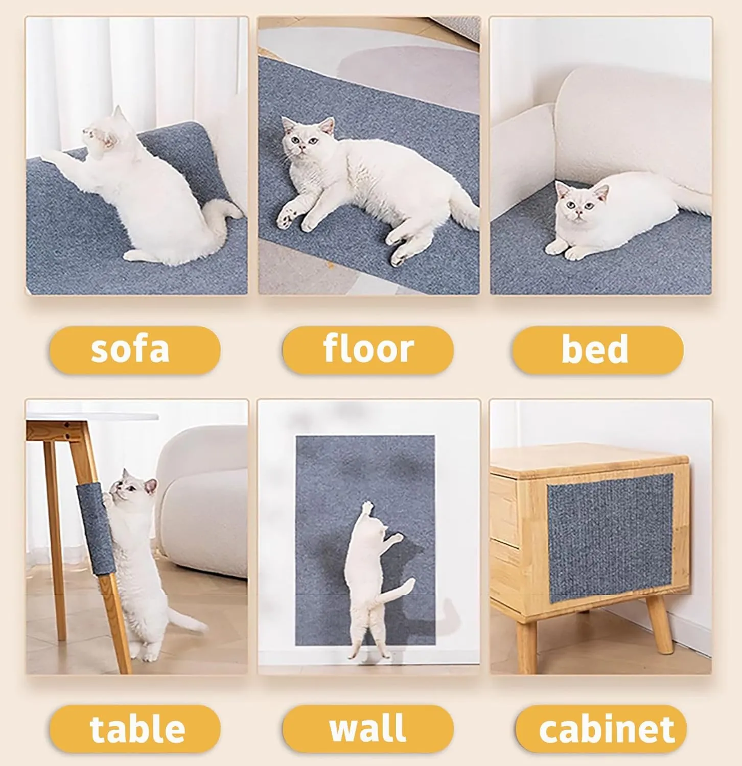 2Roll 102" x 16" Anti Cat Scratch Furniture Protector,Cat Carpet Sofa Couch Corner Guards from Claws,Self-Adhesive Cats Scratcher Pad Mats,Trimmable Accessories for DIY Climbing Wall Post.