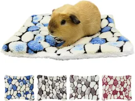 4 Pieces Guinea Pig Bunny Comfortable Bed Mats Pads, Rabbit Warm Soft Bed, Hamster Bedding Pad Mats for Small Animals Chinchilla Hedgehog Baby Cats (11.8"x9.1", 2.Cobblestones Pattern)