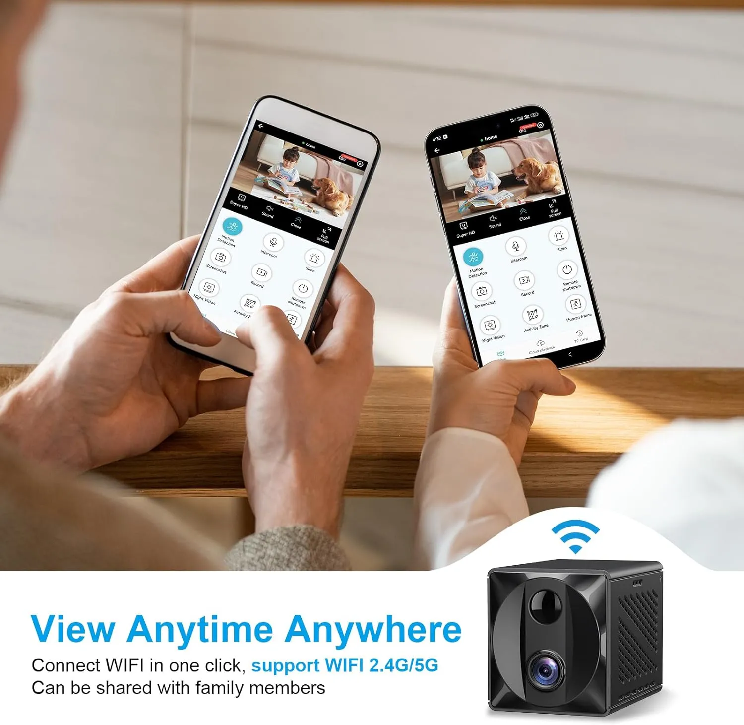 5G Security Camera with 64G SD Card, WiFi Indoor 4K Wireless Cameras for Home Security,Surveillance Nanny Cam Pet Cam,100 Days Battery Life (Camera with 64G SD Card)