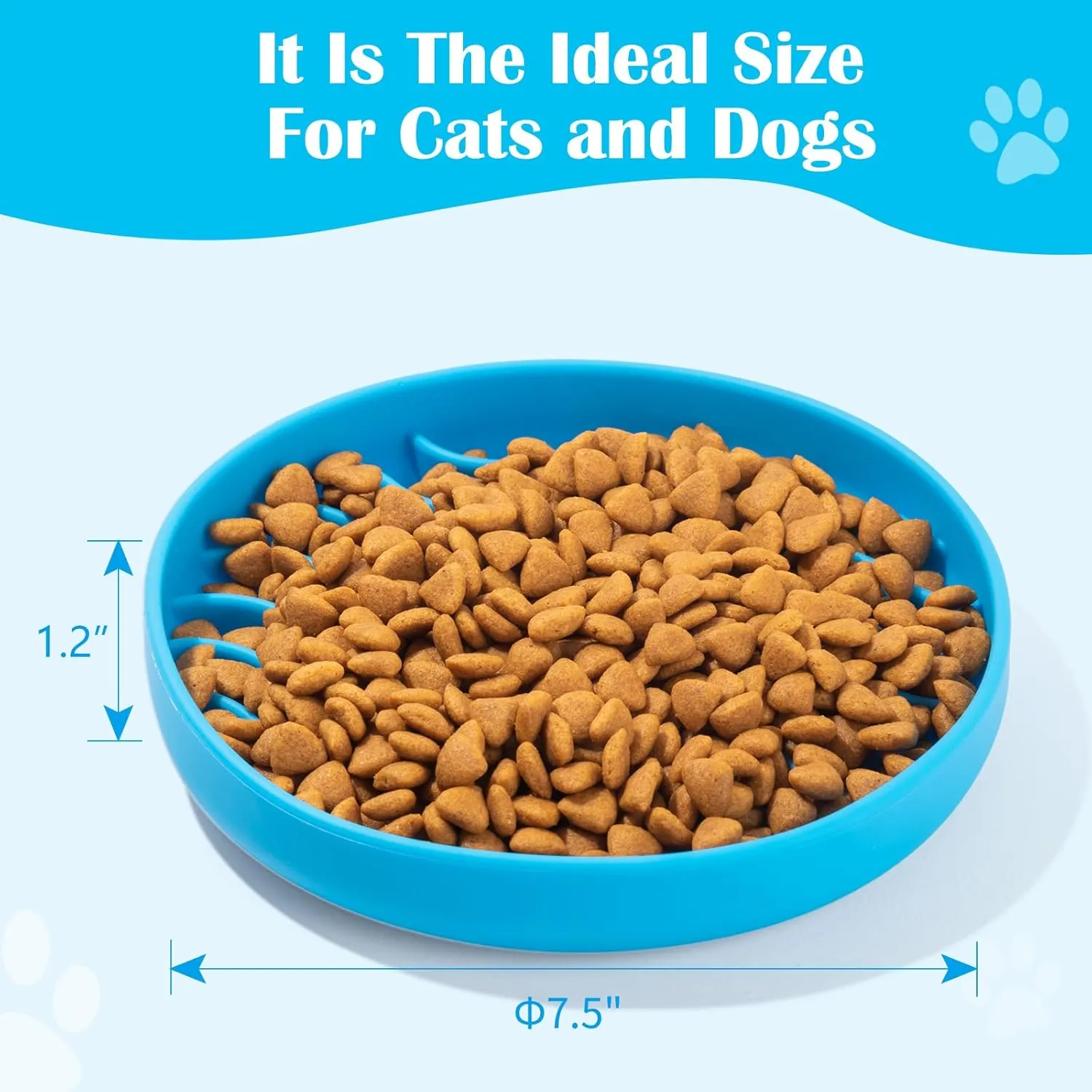 7.5 Inch Dog Puzzle Bowl - Silicone Slow Feeder Dog Bowls for Healthy Eating - Puppy Slow Feeder Non-Slip Design Dishwasher Microwave Safe 2 Pack