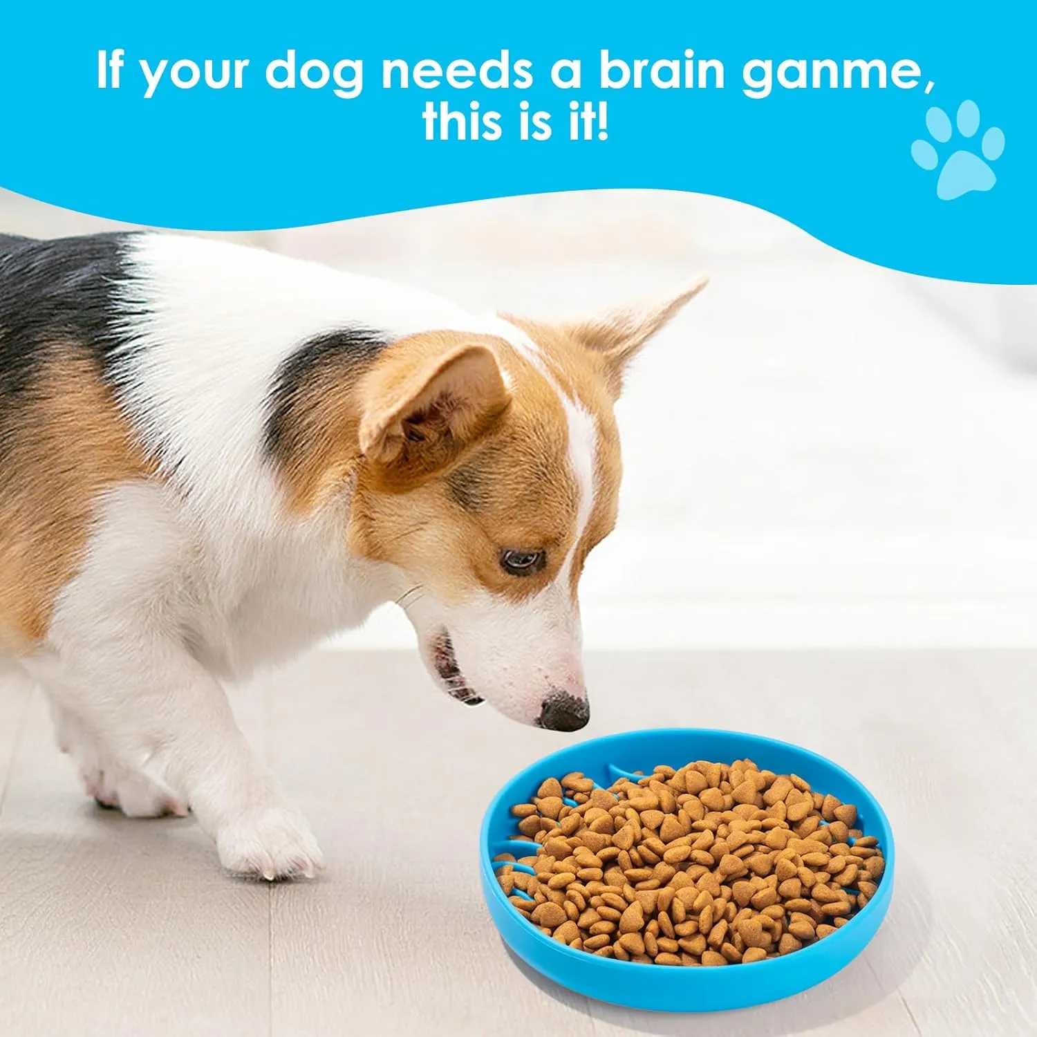 7.5 Inch Dog Puzzle Bowl - Silicone Slow Feeder Dog Bowls for Healthy Eating - Puppy Slow Feeder Non-Slip Design Dishwasher Microwave Safe 2 Pack
