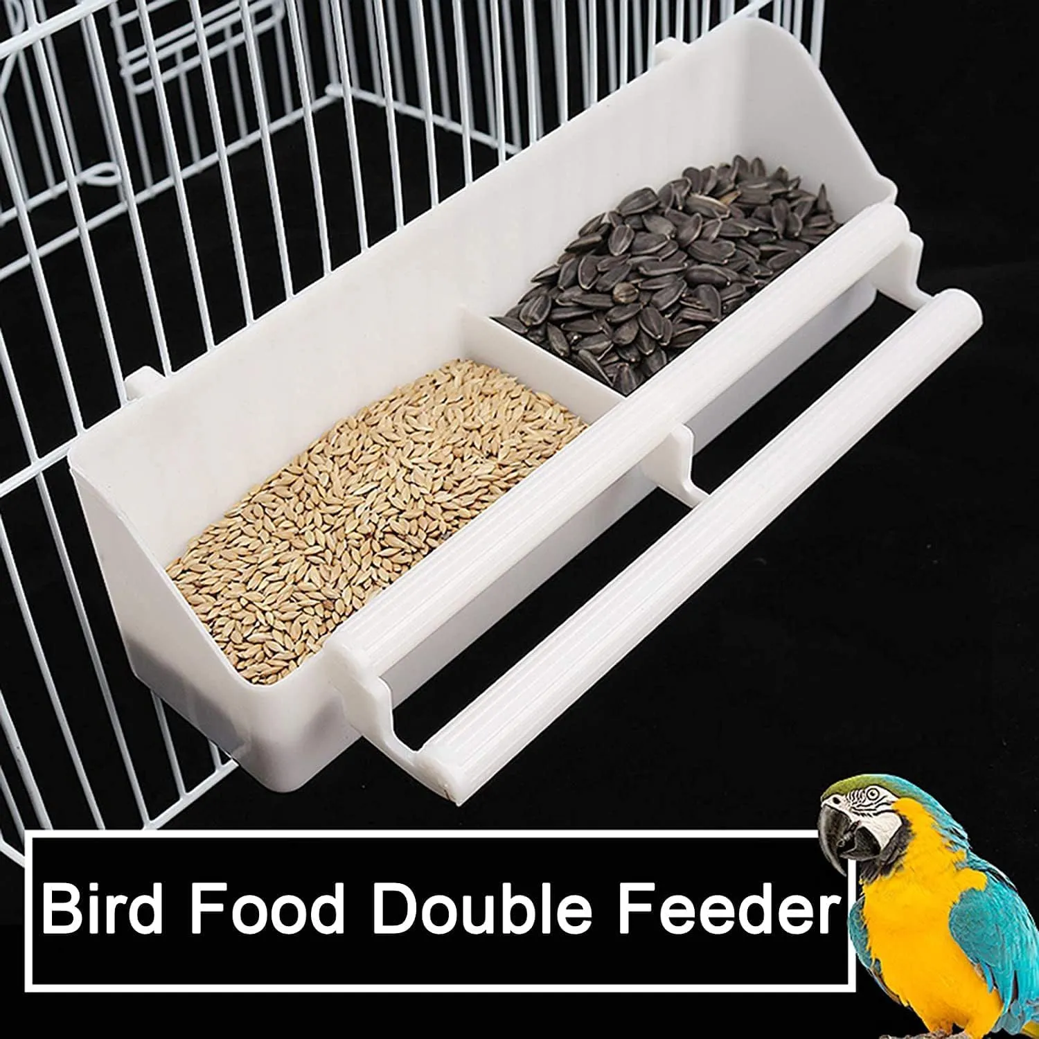 76" Extra Large Double Stackable Wrought Iron Breeding Bird Parrot Cockatiel Conure Breeder Flight Cage Double Feeder Cups Side Breeding Doors Eash Clean Pull Out Tray with Detachable Rolling Stand