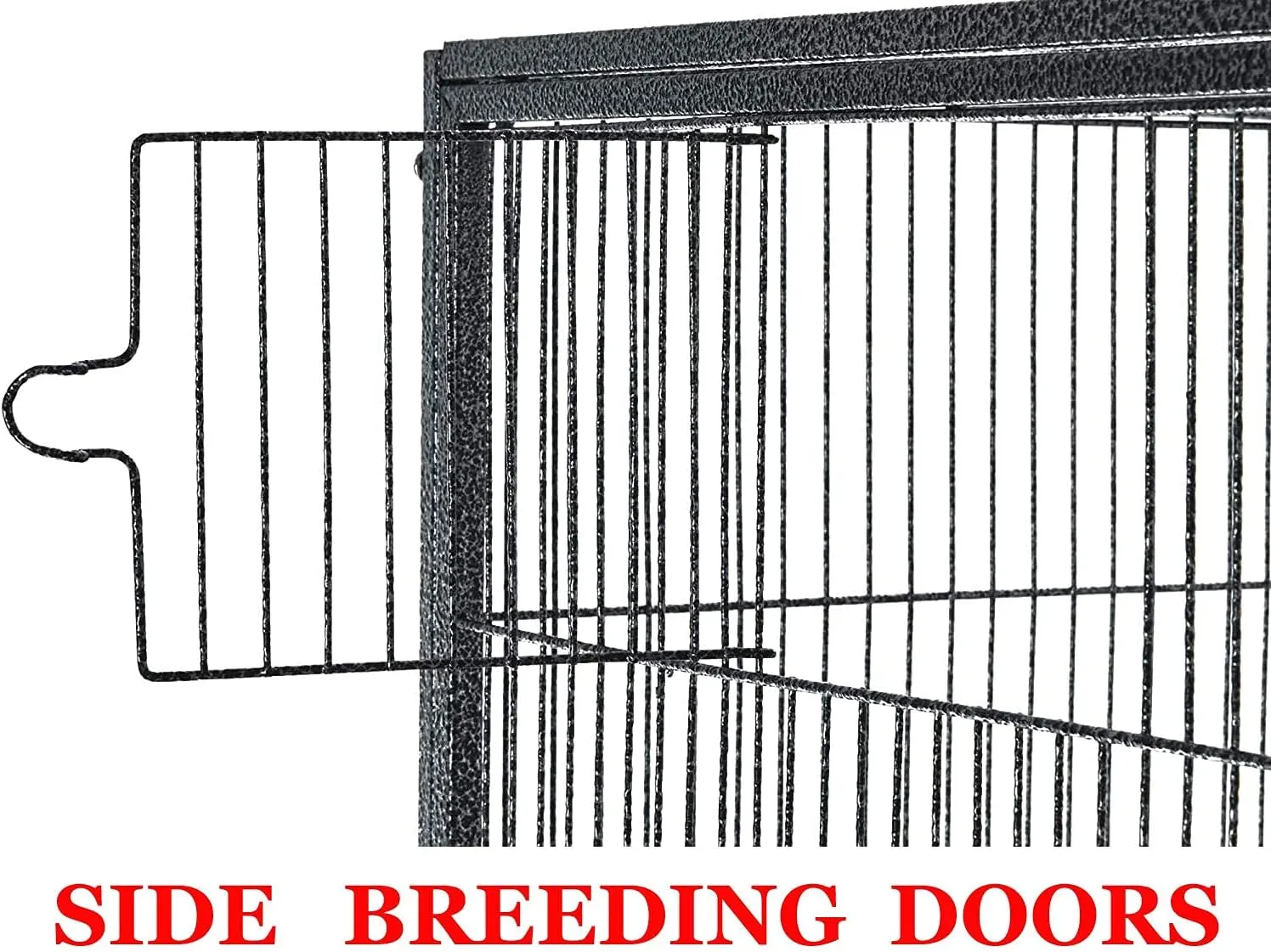 76" Extra Large Double Stackable Wrought Iron Breeding Bird Parrot Cockatiel Conure Breeder Flight Cage Double Feeder Cups Side Breeding Doors Eash Clean Pull Out Tray with Detachable Rolling Stand