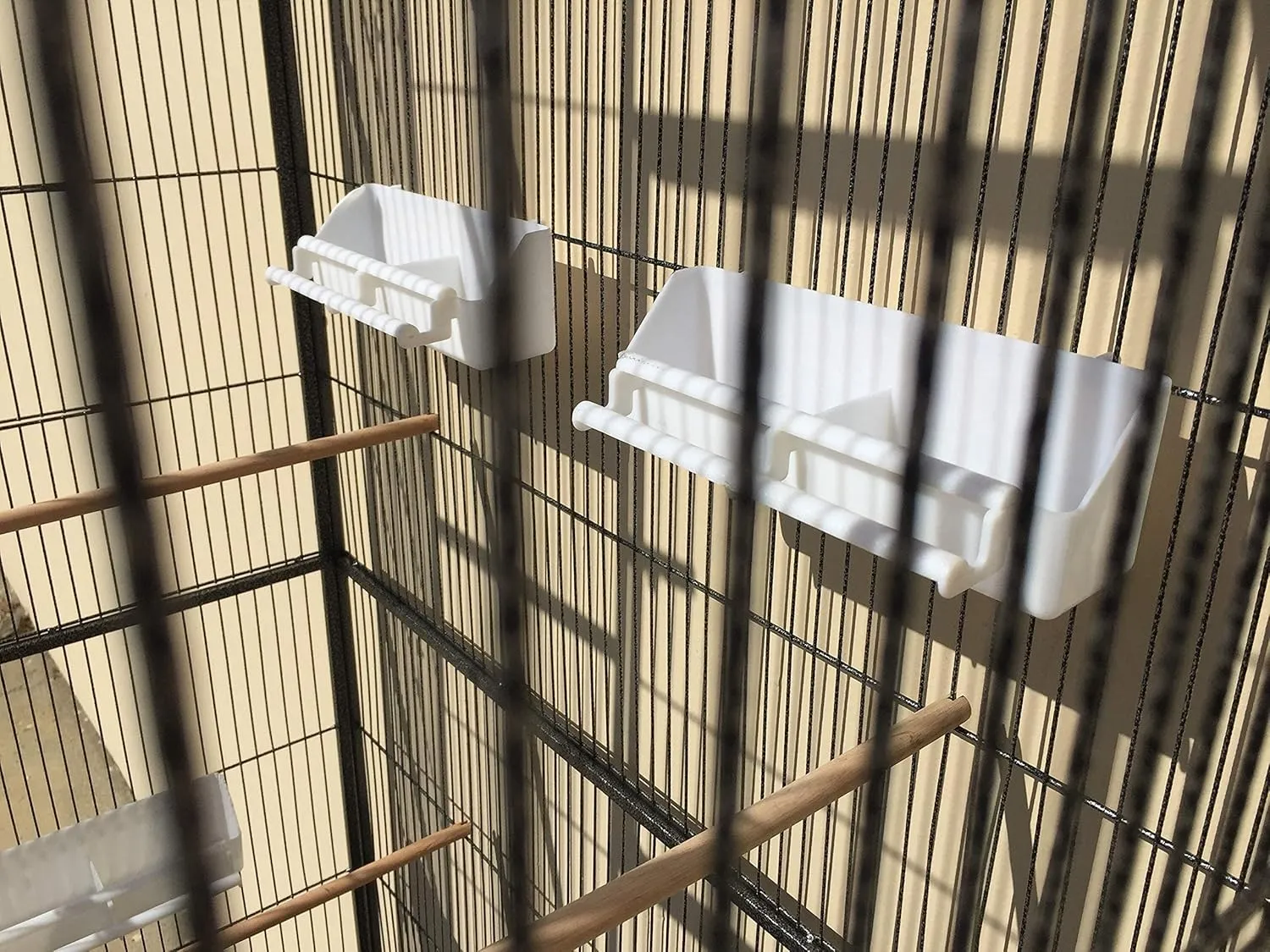 76" Extra Large Double Stackable Wrought Iron Breeding Bird Parrot Cockatiel Conure Breeder Flight Cage Double Feeder Cups Side Breeding Doors Eash Clean Pull Out Tray with Detachable Rolling Stand