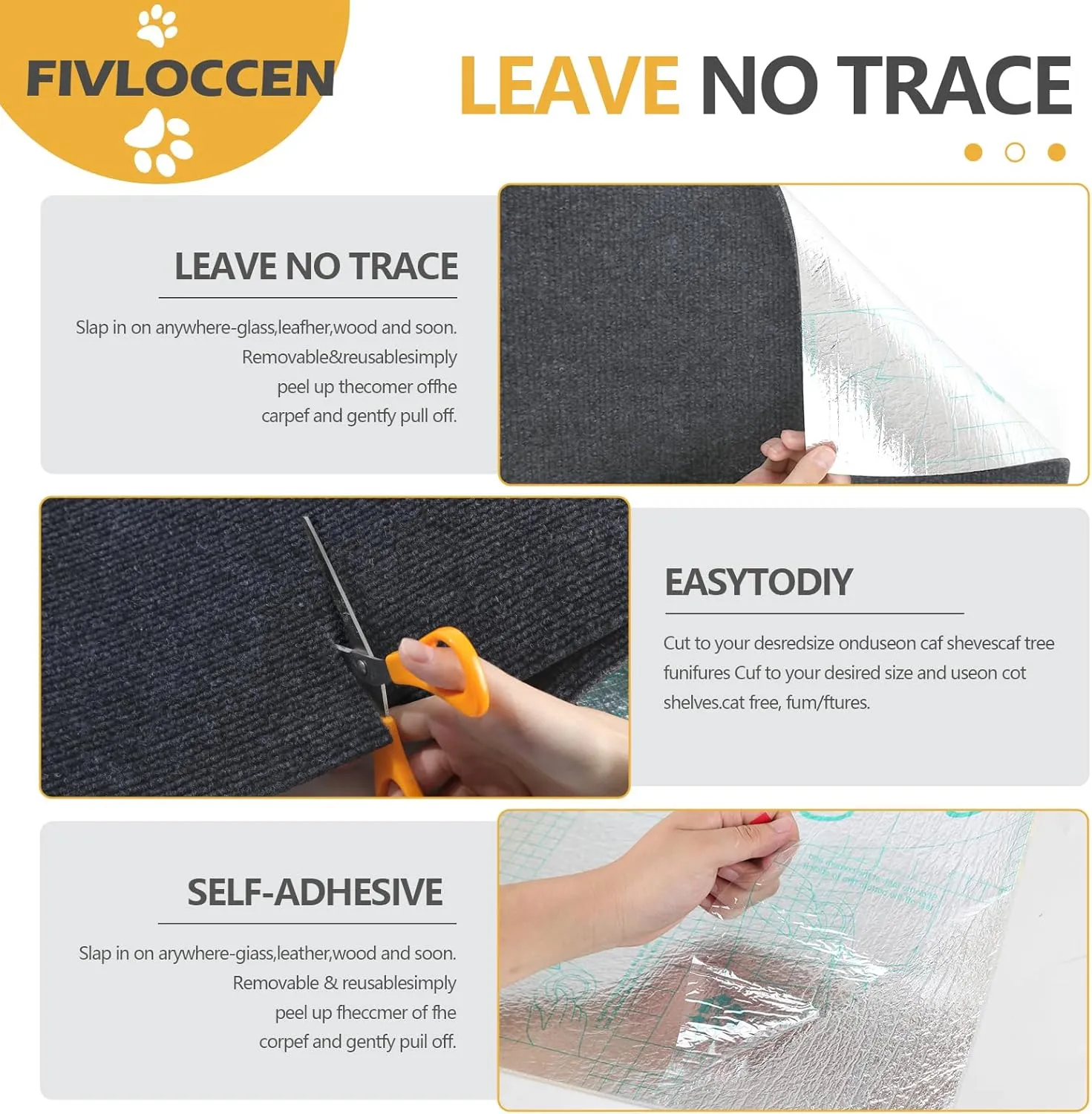 78.7"x15.8"Self-Adhesive Climbing Cat Scratch Protector Pads - Trimmable Furniture Guard for Sofa, Walls & Floors, DIY Cat Tree/Tower/Bed, Replaceable Scratch-Resistant Mats (Dark Gray)