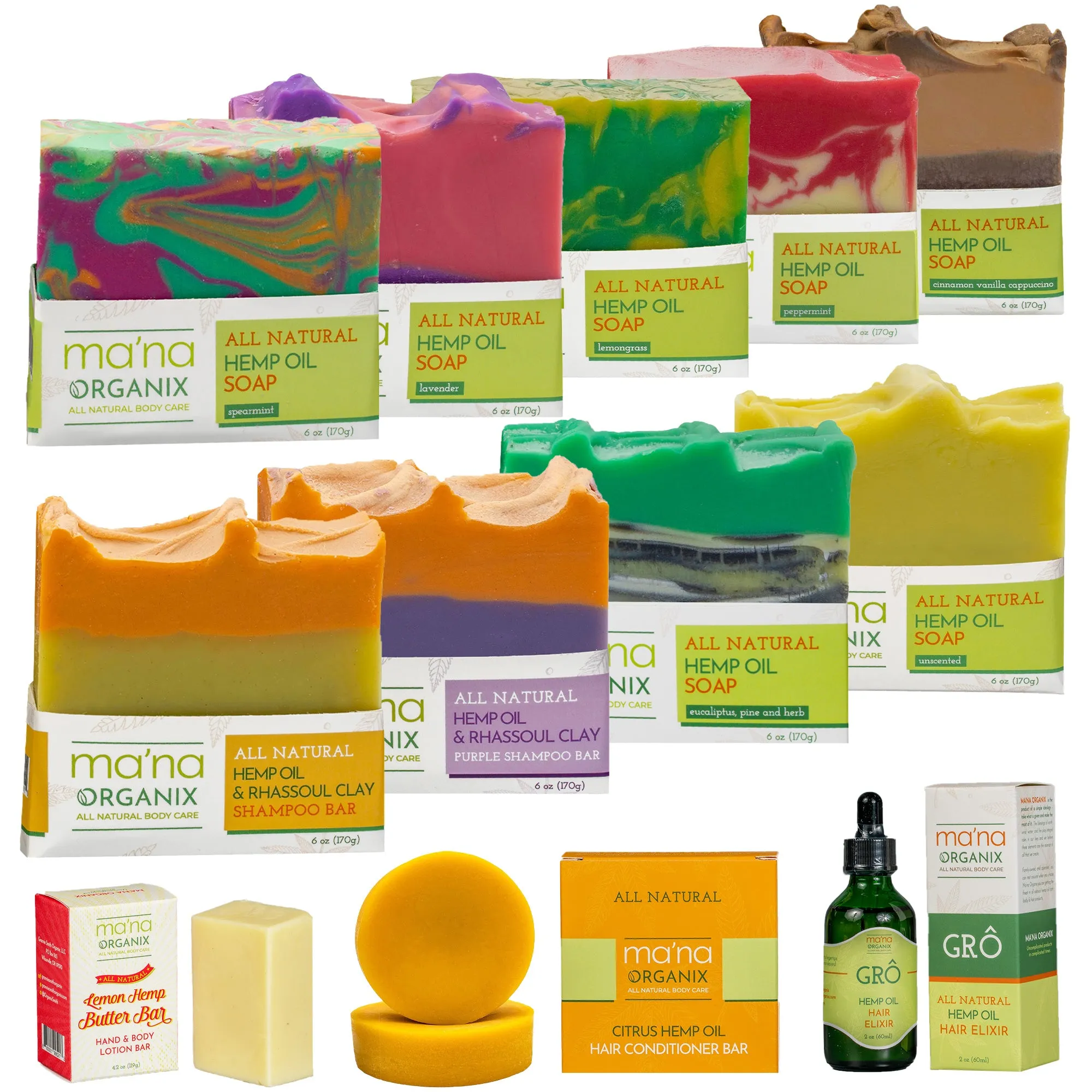 All Natural Hemp Oil & Rhassoul Clay Detoxifying Shampoo Bar with Ecofriendly and Biodegradable Packaging (6 oz.)