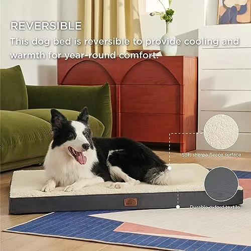 Bedsure Dog Bed for Large Dogs - Big Orthopedic Dog Bed with Removable Washable Cover, Egg Crate Foam Pet Bed Mat, Suitable for Dogs Up to 65 lbs