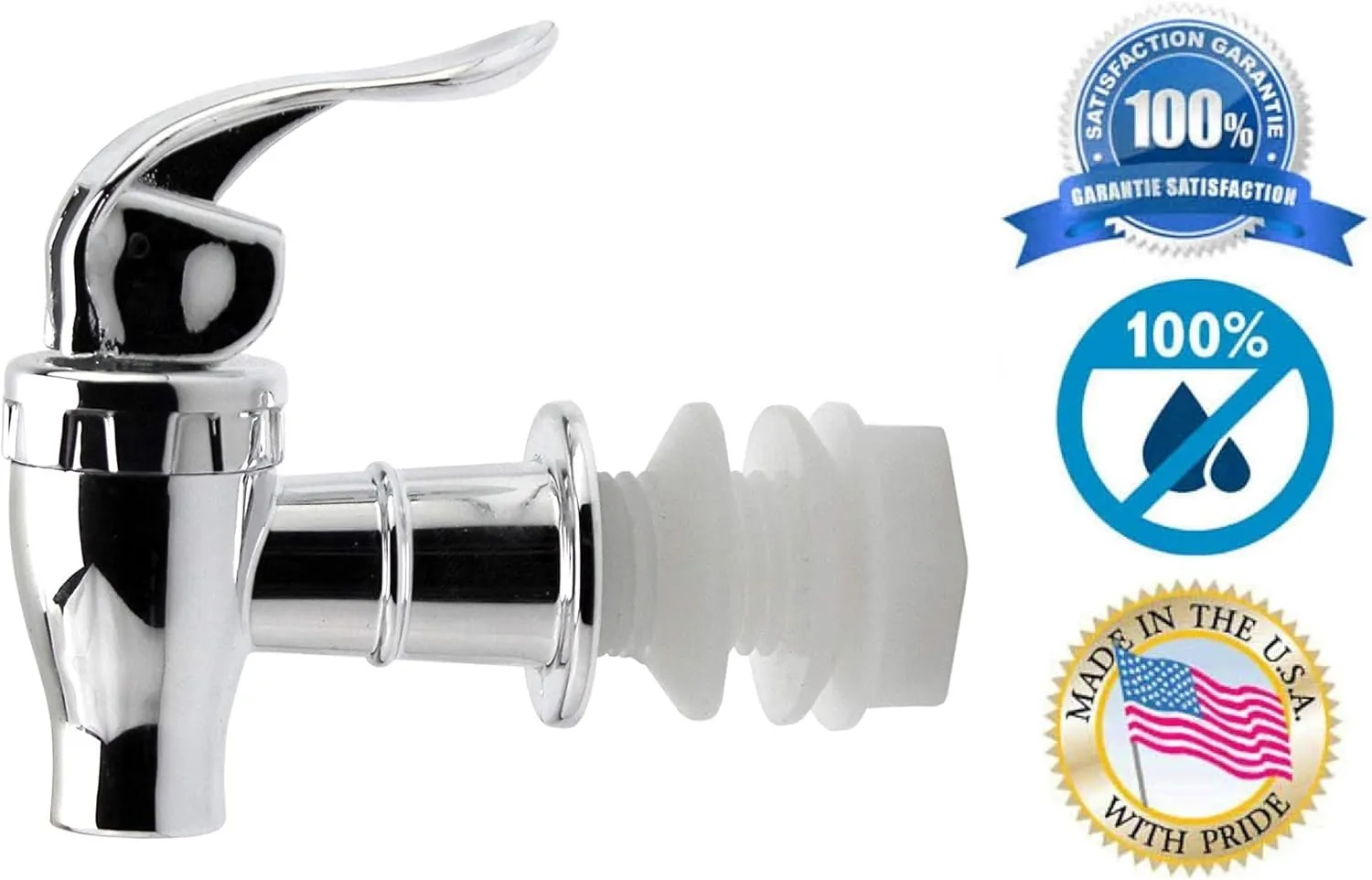 BPA Free Replacement Cooler Faucet Water Bottle Jug Ceramic Water Crock Reusable Spigot Spout Water Beverage Lever Pour Dispenser Valve Gravity Water Tap - Chrome (1)