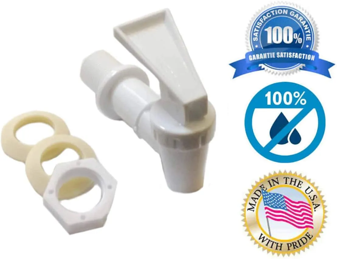 BPA Free Replacement Water Cooler Faucet Bottle Jug Ceramic Water Crock Reusable Tap Spout Beverage Lever Pour Dispenser Valve Gravity Water Spigot - Made in USA (2, White)