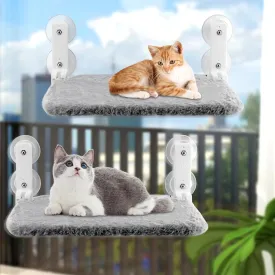 CALIDAKA 2PC Cordless Cat Window Perch with 4 Suction Cups,Cat Hammock,Foldable Cat Window Hammock,Solid Metal Frame Cat Window Bed,Cat Hammock for Cats Inside(S :for Pets Within 6 kg)