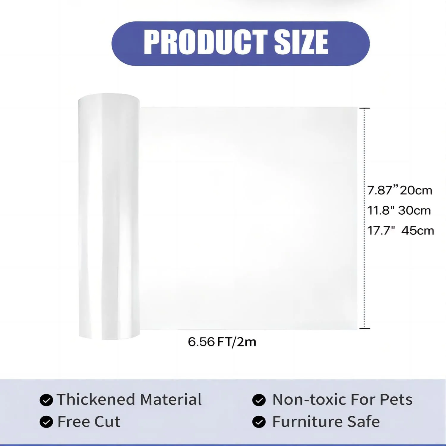Cat Scratch Furniture Protector: Cat Anti Scratch Tape - Door Protector from Dog Scratching - Clear Training Self Adhesive Tape for Carpet, Sofa, Couch, Door (Transparent, 7.87" x 6.56FT)