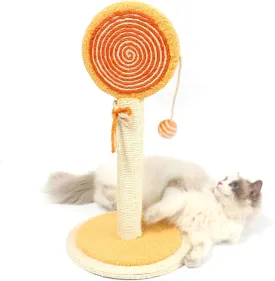 Cat Scratching Post, 22 Cute Kittens Scratch Posts with Hanging Ball, Sturdy Post & Stable Base, Ideal for Indoor Cats, Small & Large Sizes Kitty Available, Orange