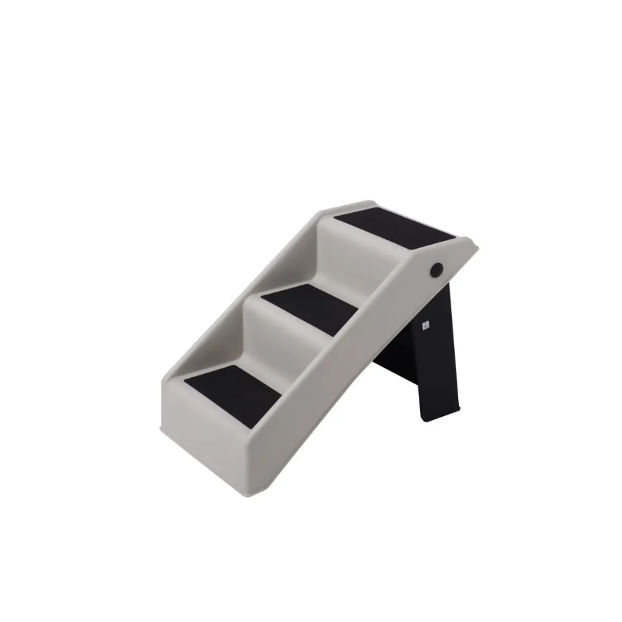 Charlies Portable 3 Step Pet Stairs Grey
