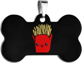 Cute French Fries Pet ID Tag Stainless Steel Dog Tags Cat Tags Personalized Collar Tags Pet Accessories Bone Shape