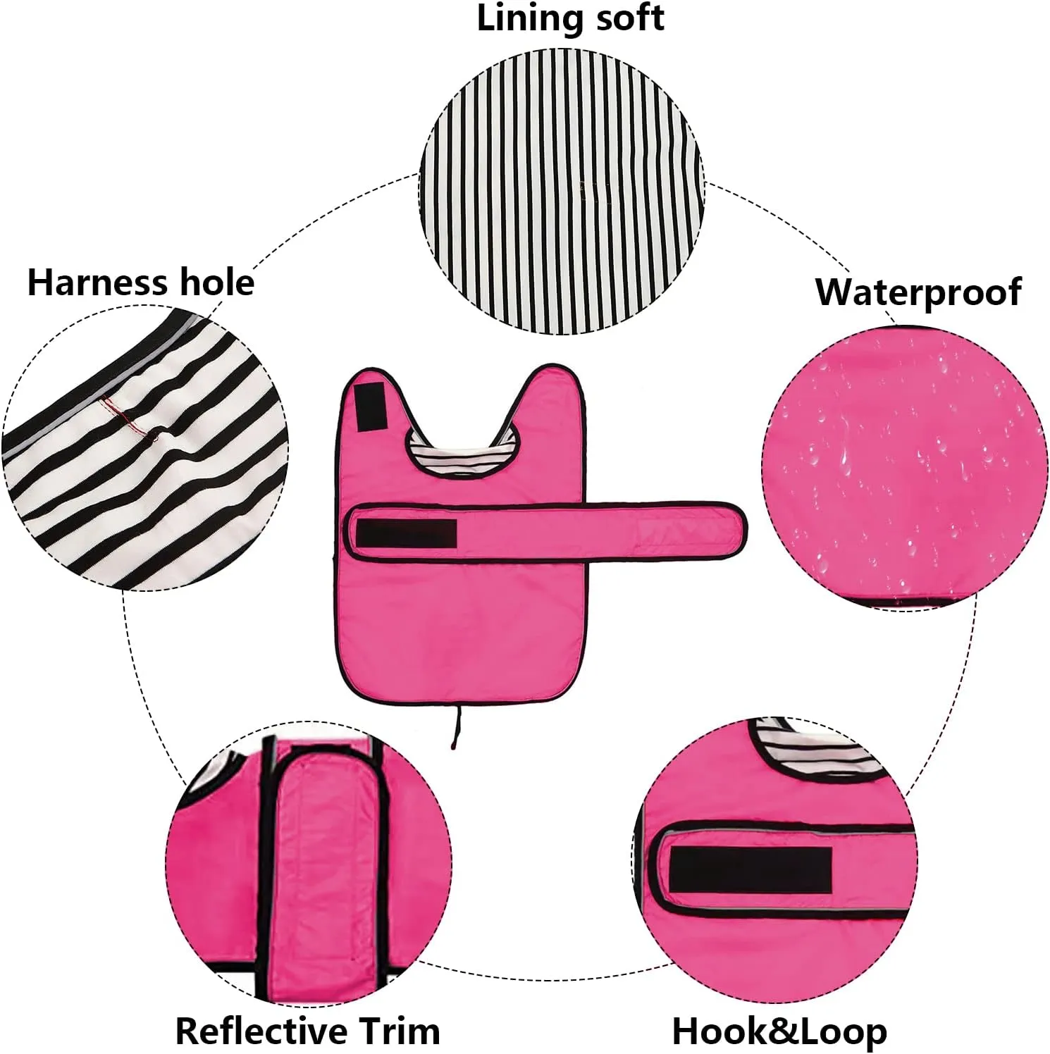 Dachshund Raincoat Corgi Raincoat Dogs Waterproof fit for Dachshunds Weiner Long Back Breeds with Reflective Stripe Great Coverage in Autumn Winter - Pink - M