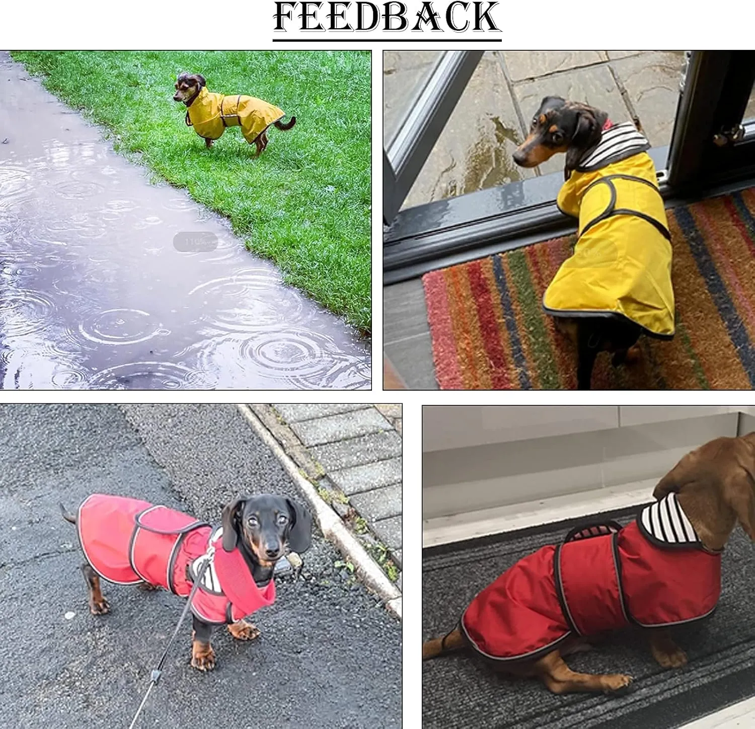 Dachshund Raincoat Corgi Raincoat Dogs Waterproof fit for Dachshunds Weiner Long Back Breeds with Reflective Stripe Great Coverage in Autumn Winter - Yellow - M
