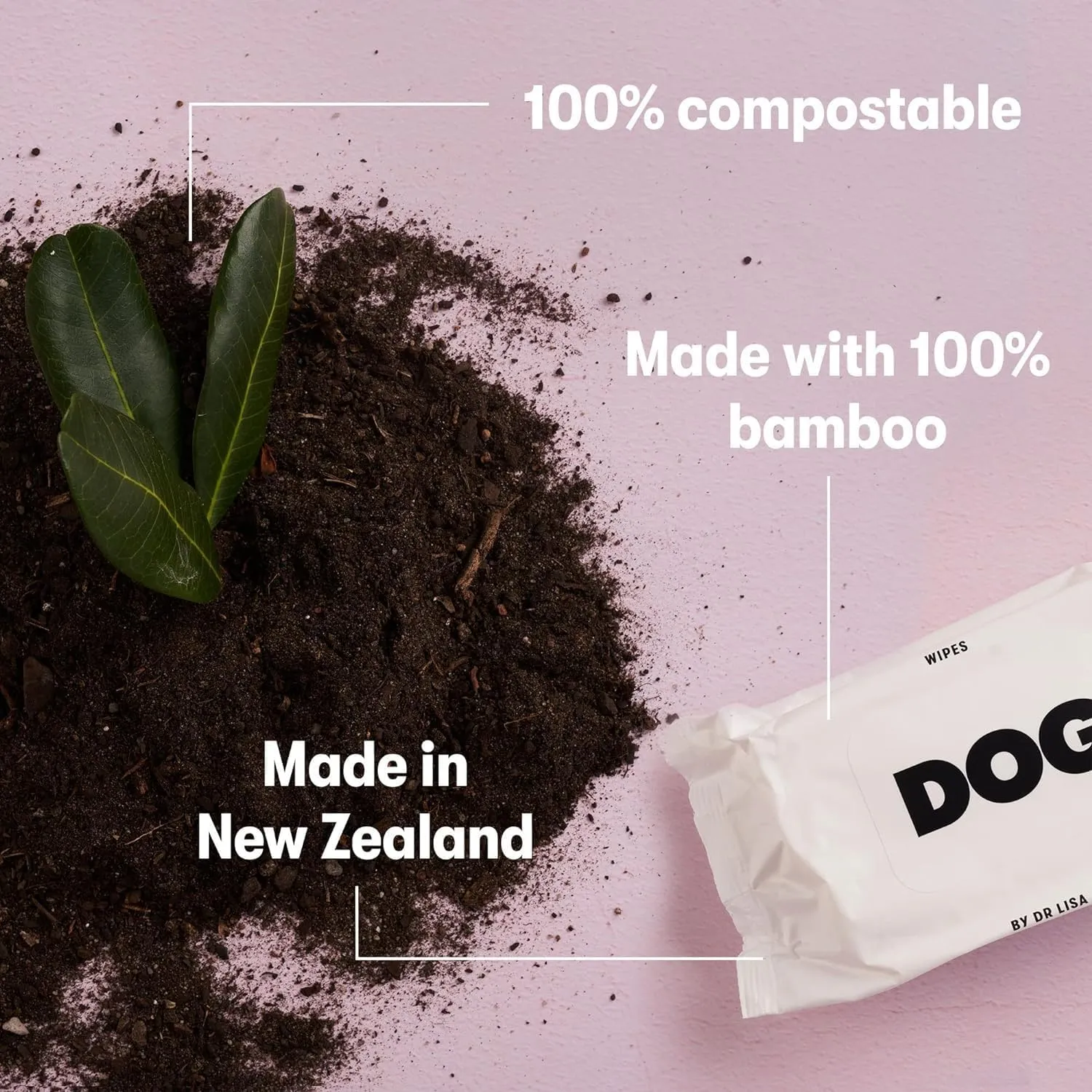 DOG by Dr Lisa - Dog Wipes - Plant-Based, Natural Bathing Wipes for Dogs - Made from 100% Compostable Bamboo - Vet-Created - Vegan, Non-Toxic - 480 Count