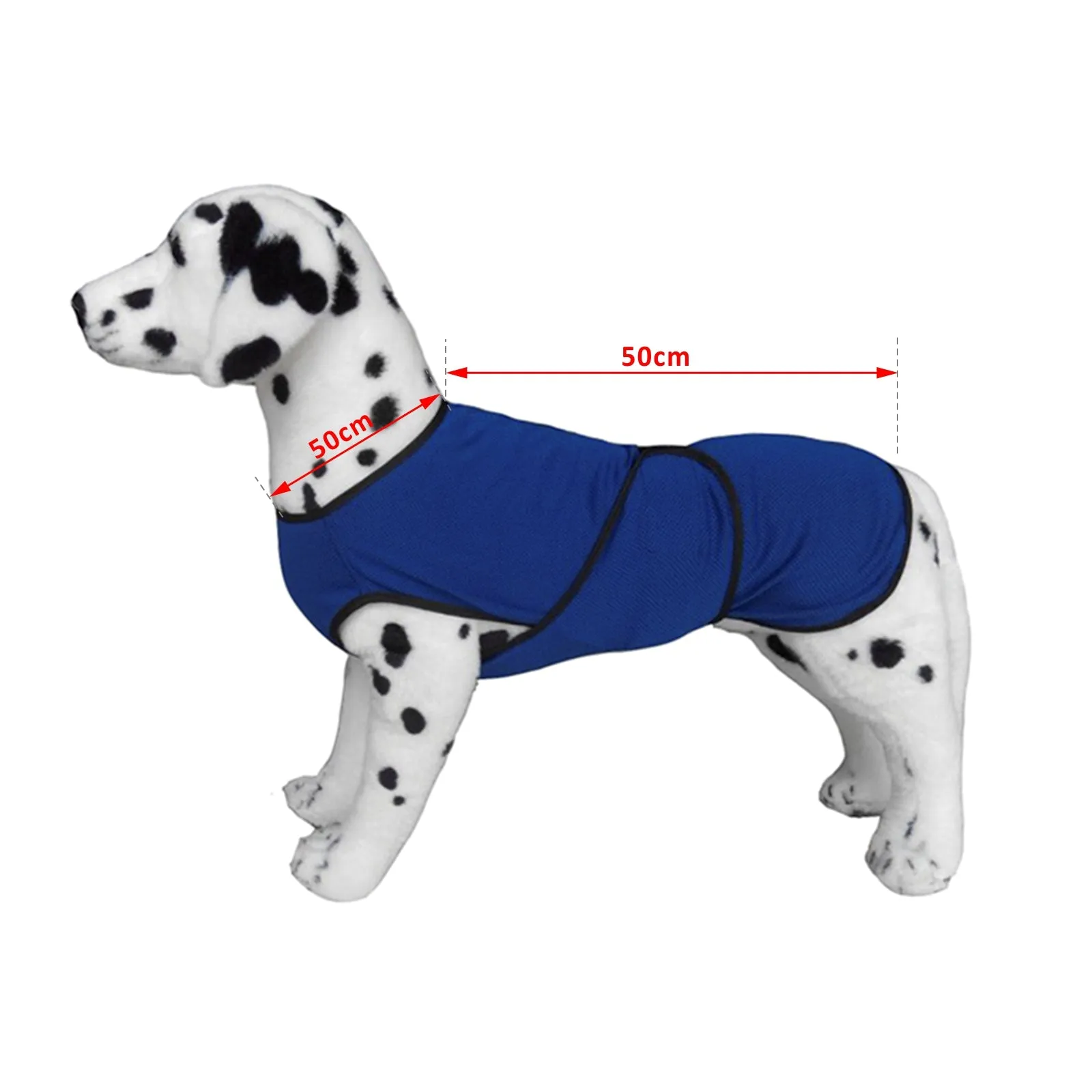 Dog Cooling Coat, Adjustable Size, Back Length 50 cm, Polyester-Blue