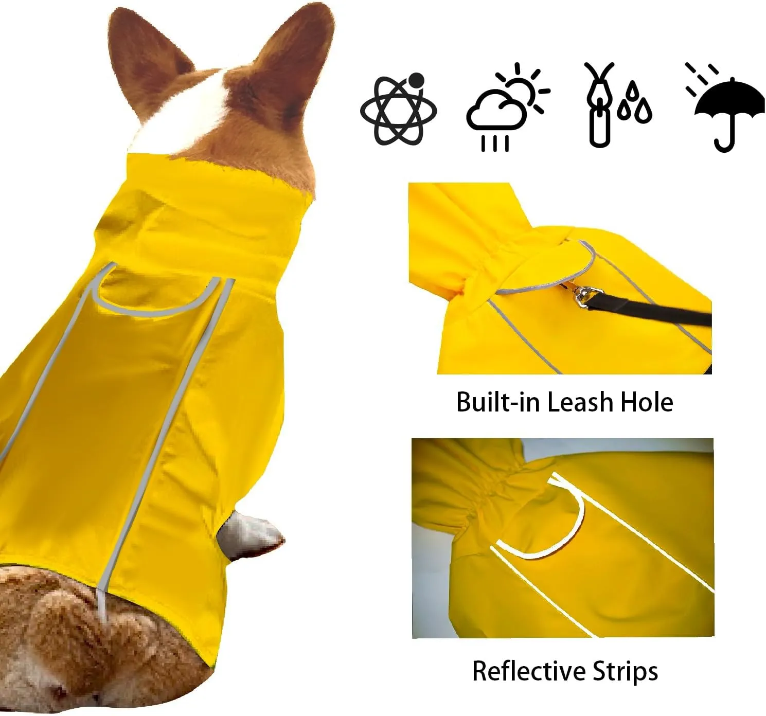 Dog Raincoat for Small Medium Large Dogs, Adjustable Dog Rain Jacket with Clear Hooded Double Layer,Waterproof Windproof Rain Jacket,Poncho Rain Coat