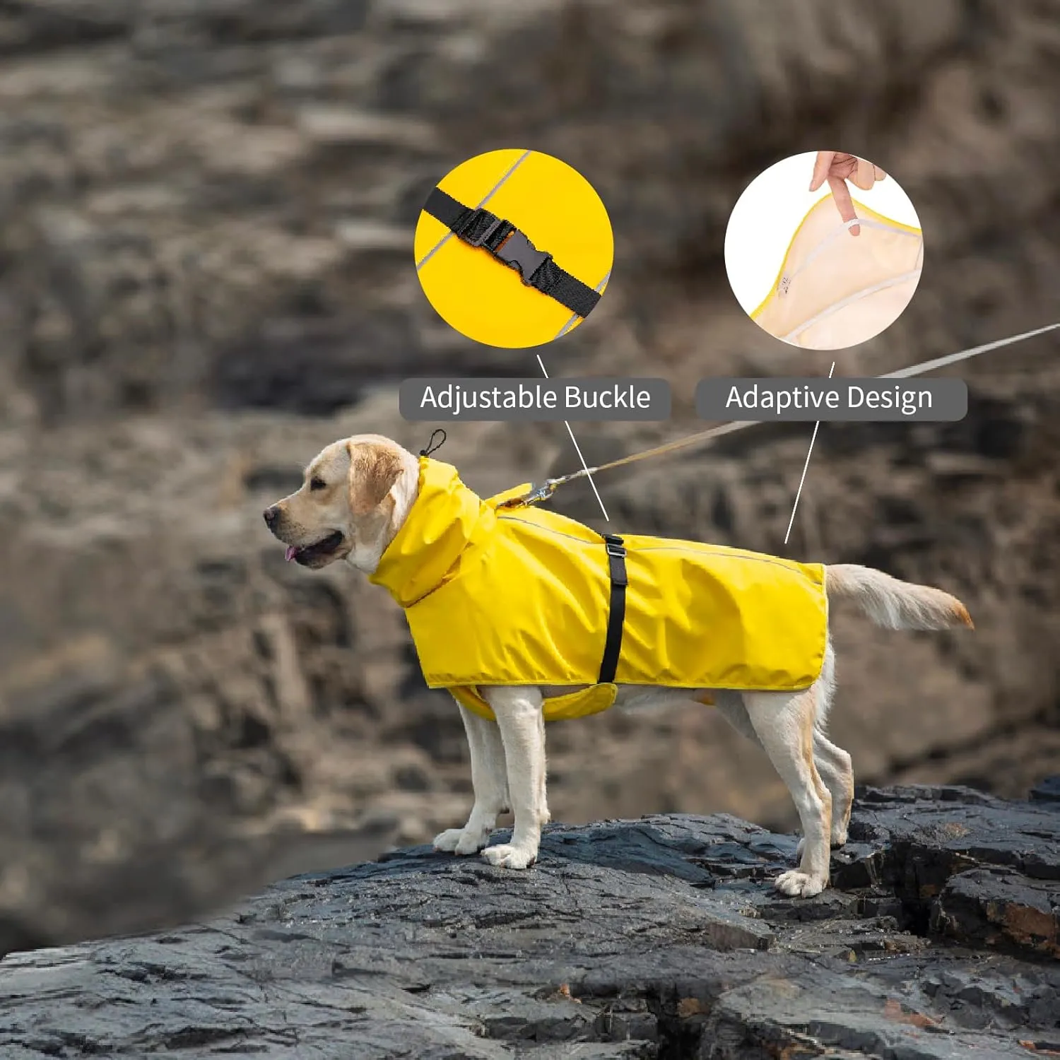 Dog Raincoat for Small Medium Large Dogs, Adjustable Dog Rain Jacket with Clear Hooded Double Layer,Waterproof Windproof Rain Jacket,Poncho Rain Coat