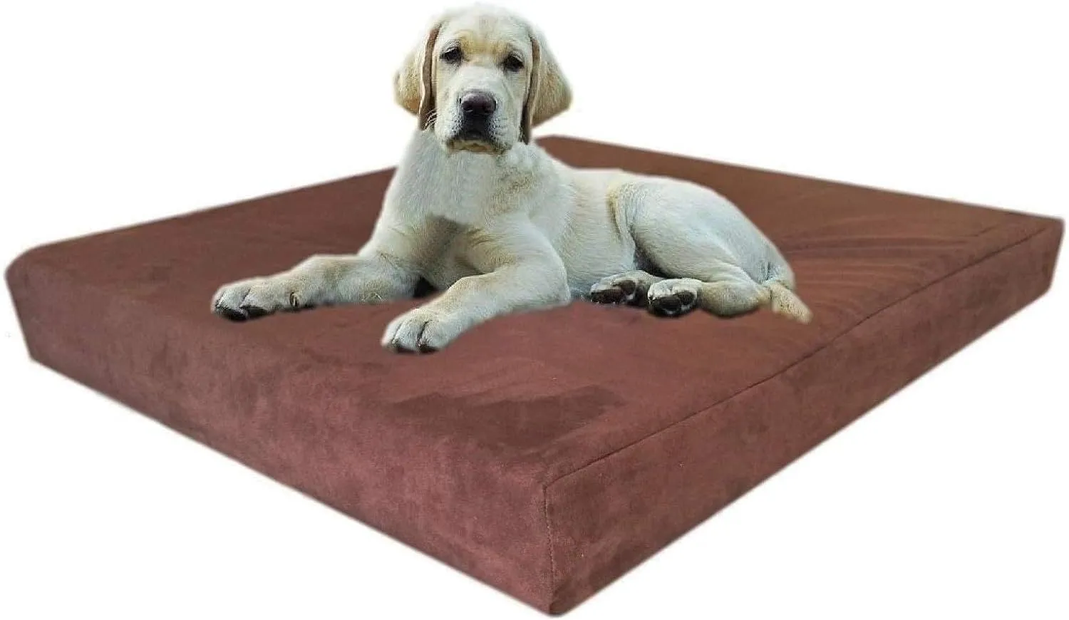 Dogbed4less Orthopedic Gel Infused Memory Foam Dog Bed, Waterproof Liner with Durable Washable Black Canvas   Bonus Brown Microsuede Antislip Covers, 37X27X4 Inches