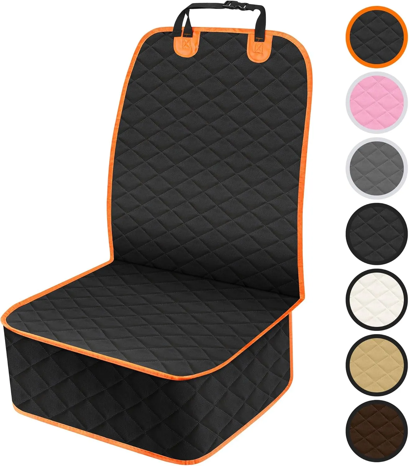 Front Dog Seat Cover, Waterproof Car Seat Covers for Dogs Nonslip Scratch-Proof Dog Seat Cover Front Seat Cover for SUV, Trucks & Cars - S, Black/Orange