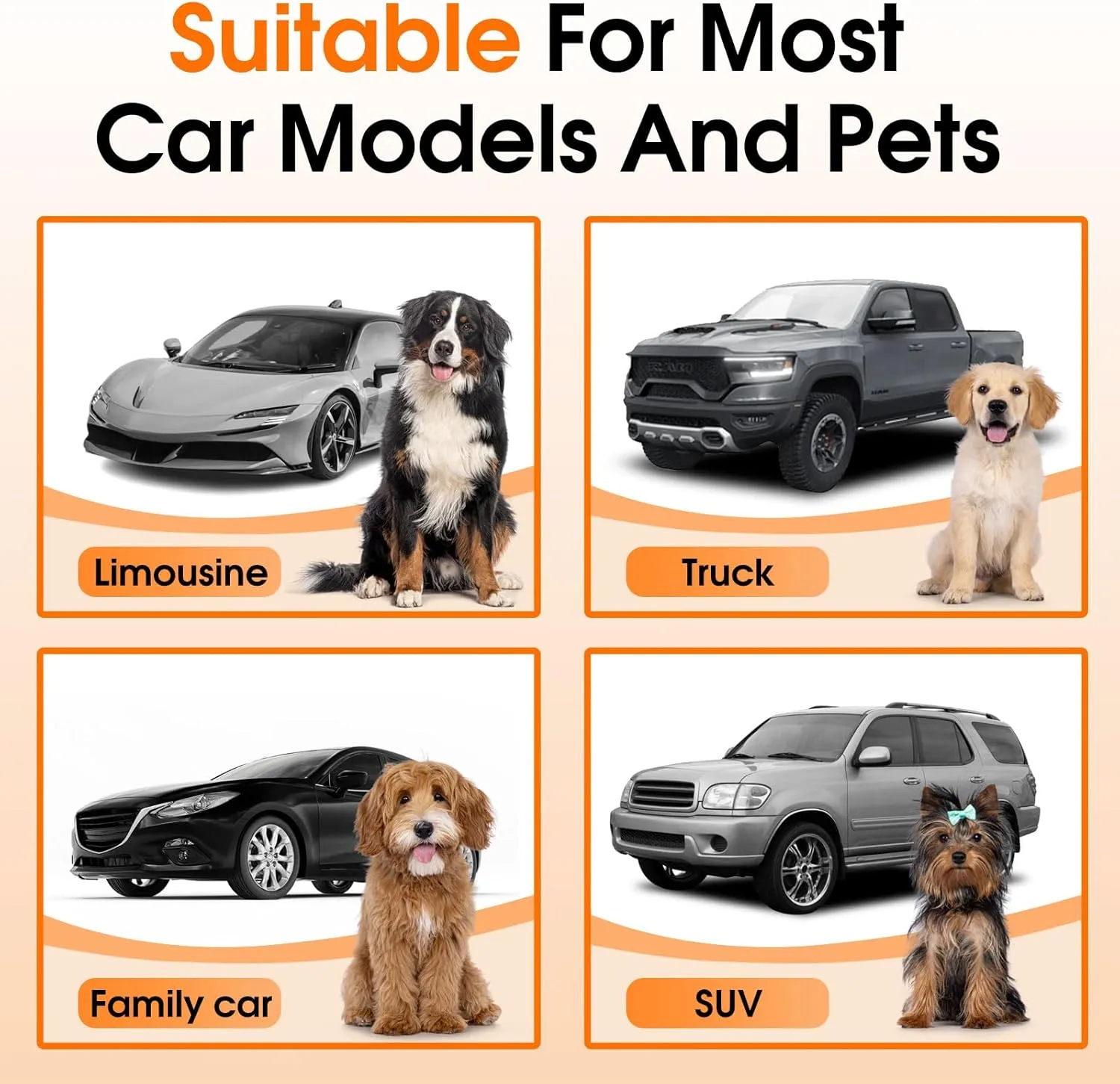 Front Dog Seat Cover, Waterproof Car Seat Covers for Dogs Nonslip Scratch-Proof Dog Seat Cover Front Seat Cover for SUV, Trucks & Cars - S, Black/Orange