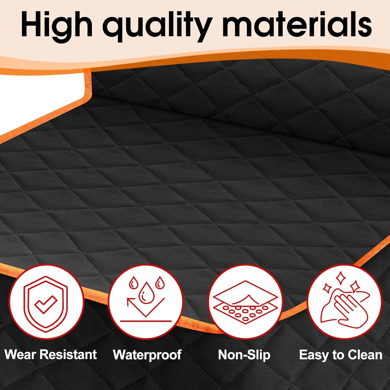 Front Dog Seat Cover, Waterproof Car Seat Covers for Dogs Nonslip Scratch-Proof Dog Seat Cover Front Seat Cover for SUV, Trucks & Cars - S, Black/Orange