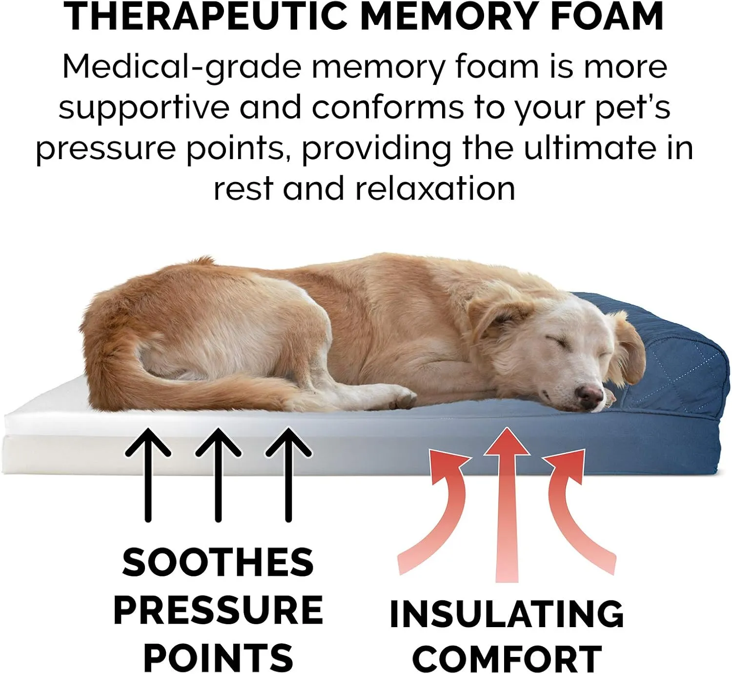 Furhaven Memory Foam Dog Bed for Medium/Small Dogs w/ Removable Bolsters & Washable Cover, For Dogs Up to 35 lbs - Quilted Sofa - Navy (Blue), Medium