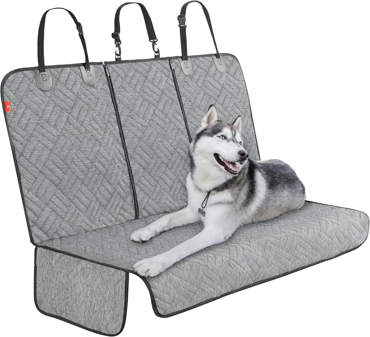 Helteko Dog Car Seat Cover for Back Seat - Extra Durable Bench Seat Protector with Side Flaps, 100% Waterproof, Scratchproof, and Non-Slip - Universal Fit for Cars, Trucks, and SUVs - Black, HK-SC09