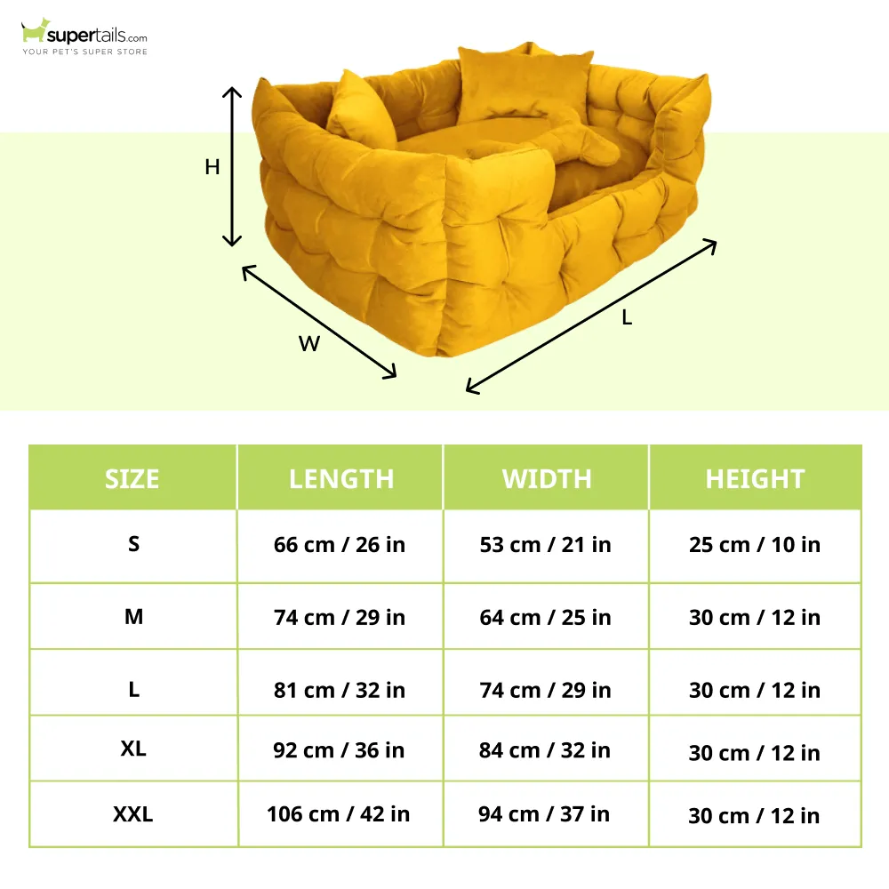 Hiputee Luxurious High Wall Soft Velvet Fabric Washable Bed for Dogs and Cats (Yellow)