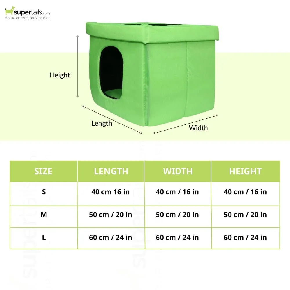 Hiputee Premium Square Box Shape Waterproof Hut for Dogs and Cats (Green & Black)