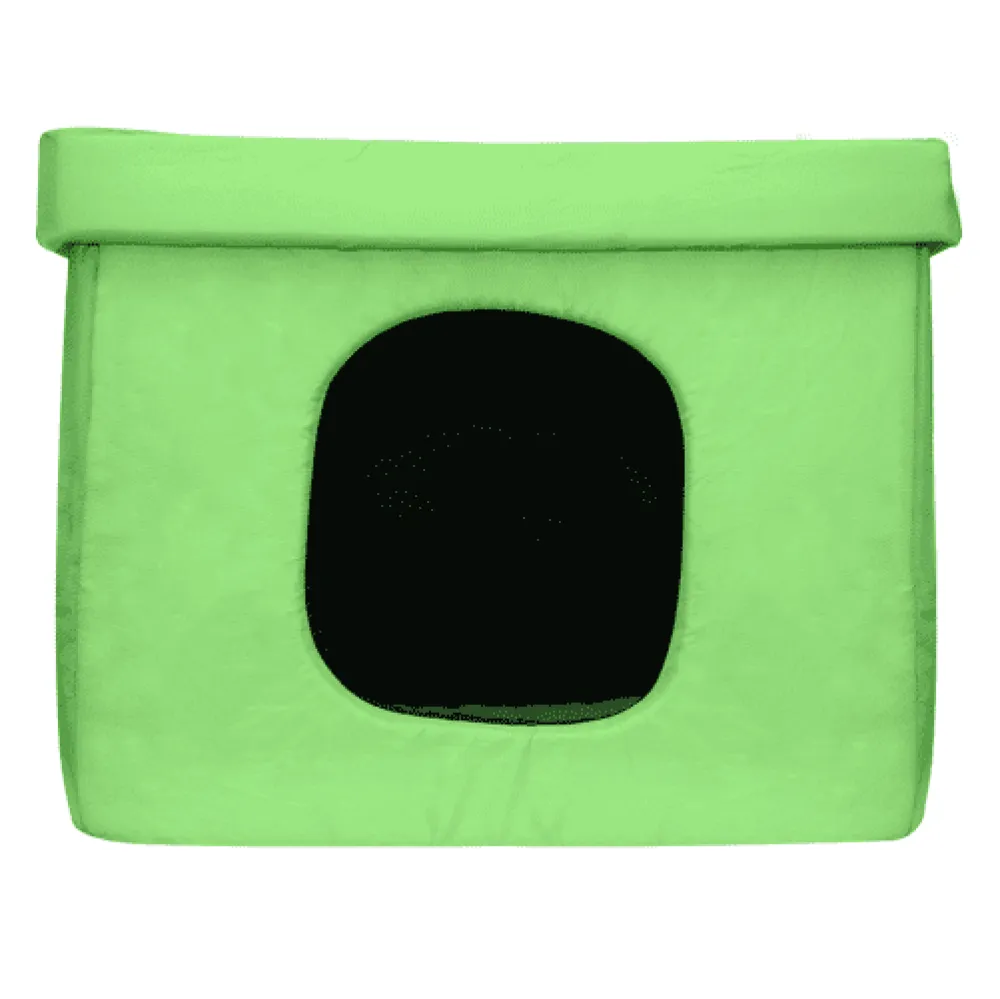 Hiputee Premium Square Box Shape Waterproof Hut for Dogs and Cats (Green & Black)