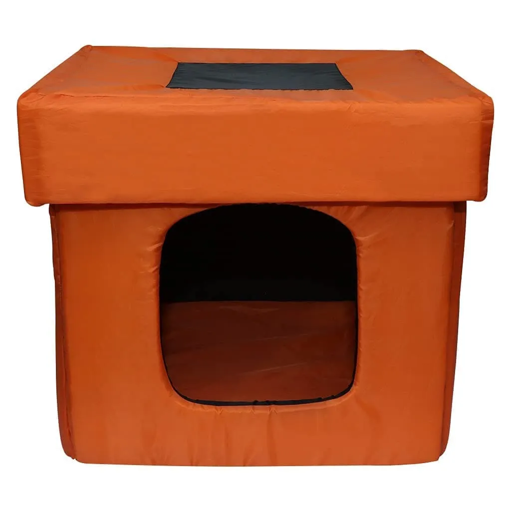 Hiputee Premium Square Box Shape Waterproof Hut Toy for Dogs and Cats (Orange & Black)