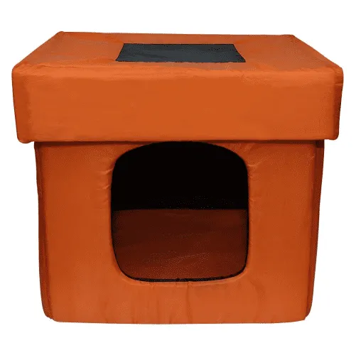 Hiputee Premium Square Box Shape Waterproof Hut Toy for Dogs and Cats (Orange & Black)