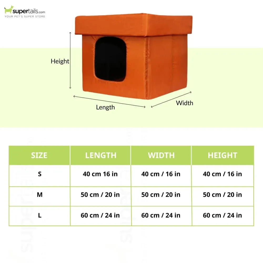 Hiputee Premium Square Box Shape Waterproof Hut Toy for Dogs and Cats (Orange & Black)