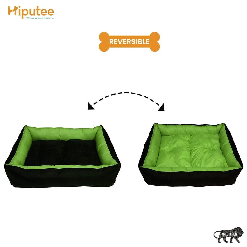Hiputee Premium Waterproof Reversible Washable Bed for Dogs and Cats (Green & Black)