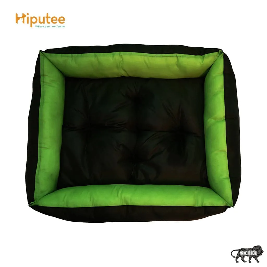 Hiputee Premium Waterproof Reversible Washable Bed for Dogs and Cats (Green & Black)