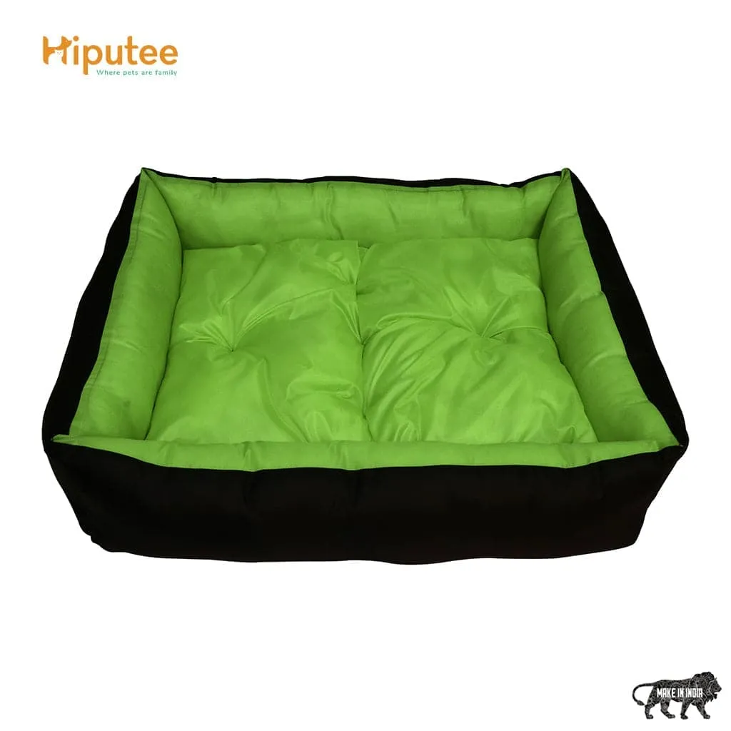 Hiputee Premium Waterproof Reversible Washable Bed for Dogs and Cats (Green & Black)