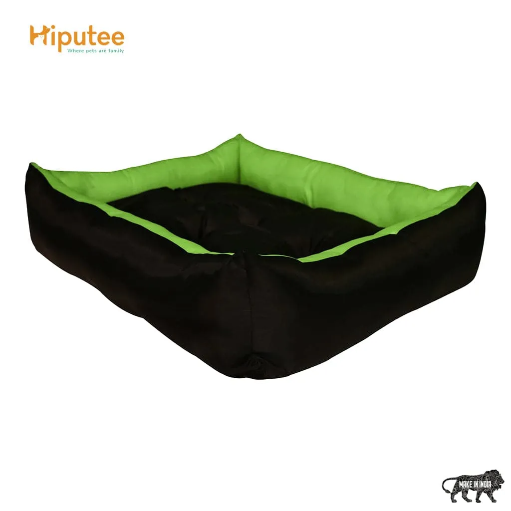 Hiputee Premium Waterproof Reversible Washable Bed for Dogs and Cats (Green & Black)